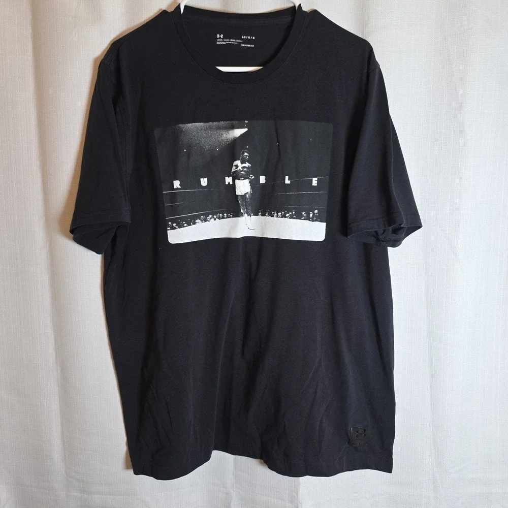 Under Armour UA Muhammad Ali t-shirt Large L Boxing Black tee HeatGear